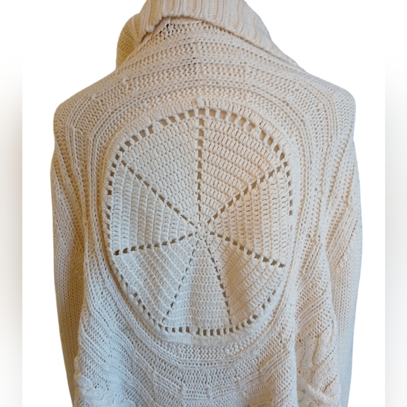 Lane Bryant Ivory Wool Cable Knit Longline Sweater Draped Cardigan 22/24 - Picture 7 of 9